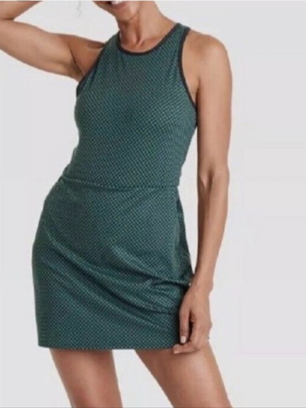 All In Motion Dark Green Herringbone Activewear Tennis Dress With Shorts Small